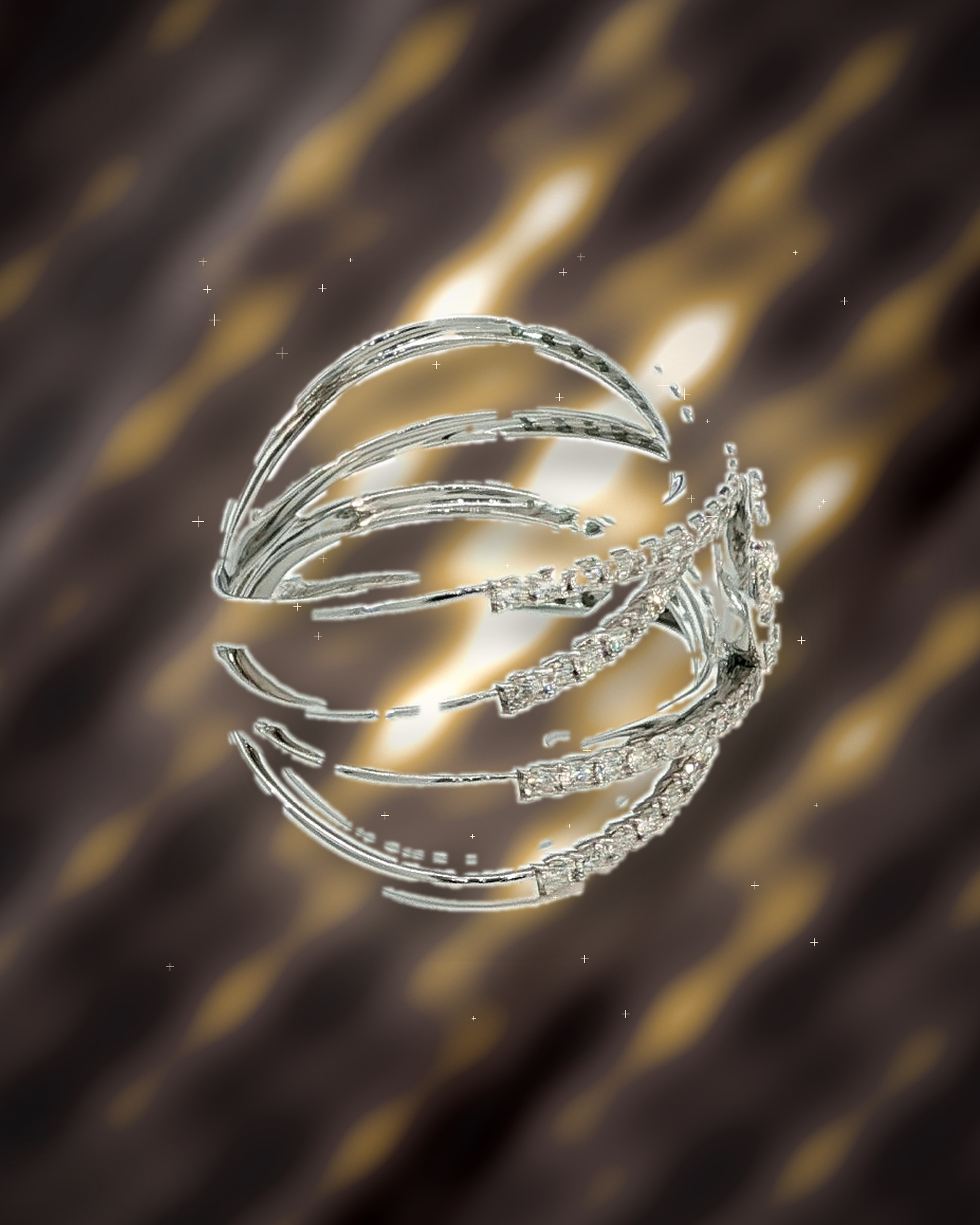 Campaign image featuring the ERS4997 cross lattice statement ring